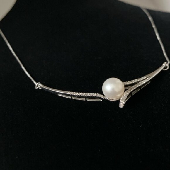 Pearl and Diamond Necklace, 10KT White Gold, 18.50” in Length, 3.04gm - Picture 4 of 15